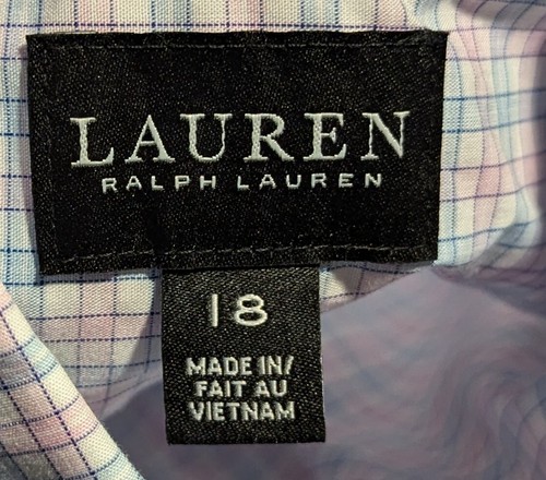 Lauren Ralph Lauren Black Label Big Boys Check Button-Up Dress Shirt - 18R - NWT - Picture 11 of 16