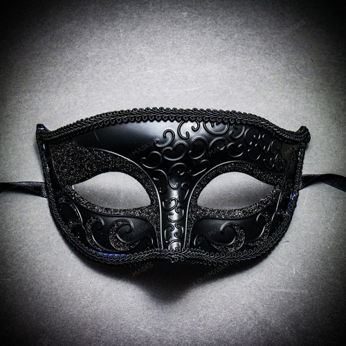 Black Venetian Classic Masquerade Costume Eye Mask For Ball Prom Halloween Party - Picture 3 of 4