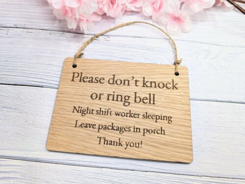 Please Don't Knock - Bamboo Night Shift Worker Sleeping Wooden Sign - Picture 4 of 10