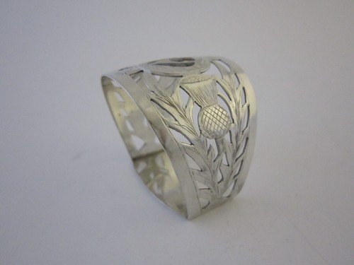 Antique Sterling Silver & Agate Napkin Ring - 1923 by John Grinsell & Son - Picture 4 of 7