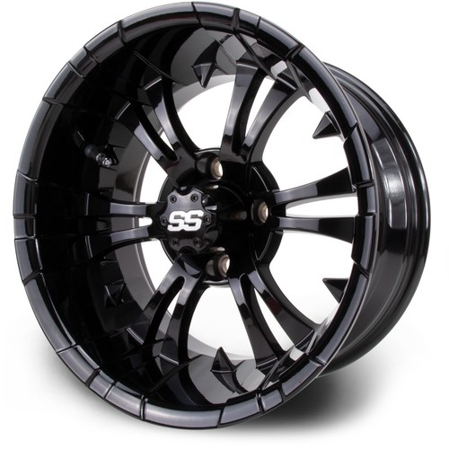 MODZ® Classic 14" Vampire Glossy Black Golf Cart Wheel - Picture 1 of 7