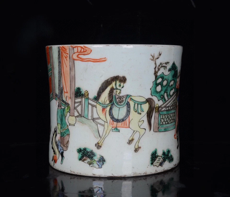 7.6 '' Antiguo Chino Dinastía Qing Colorido Personaje Historia Patrones Soporte para Pluma Foto 2 de 4