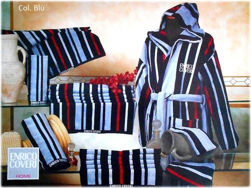 COMPLETO BAGNO NILO SPUGNA COTONE ENRICO COVERI 8 PEZZI COLORE ARANCIO RIGHATO - Foto 4 di 4