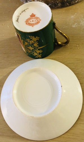 LIMOGES FRANCE DEMITASSE CUP &SAUCER GILDED by LRL NAPOLEONIC SCENE IN WAGRAM - Picture 6 of 9