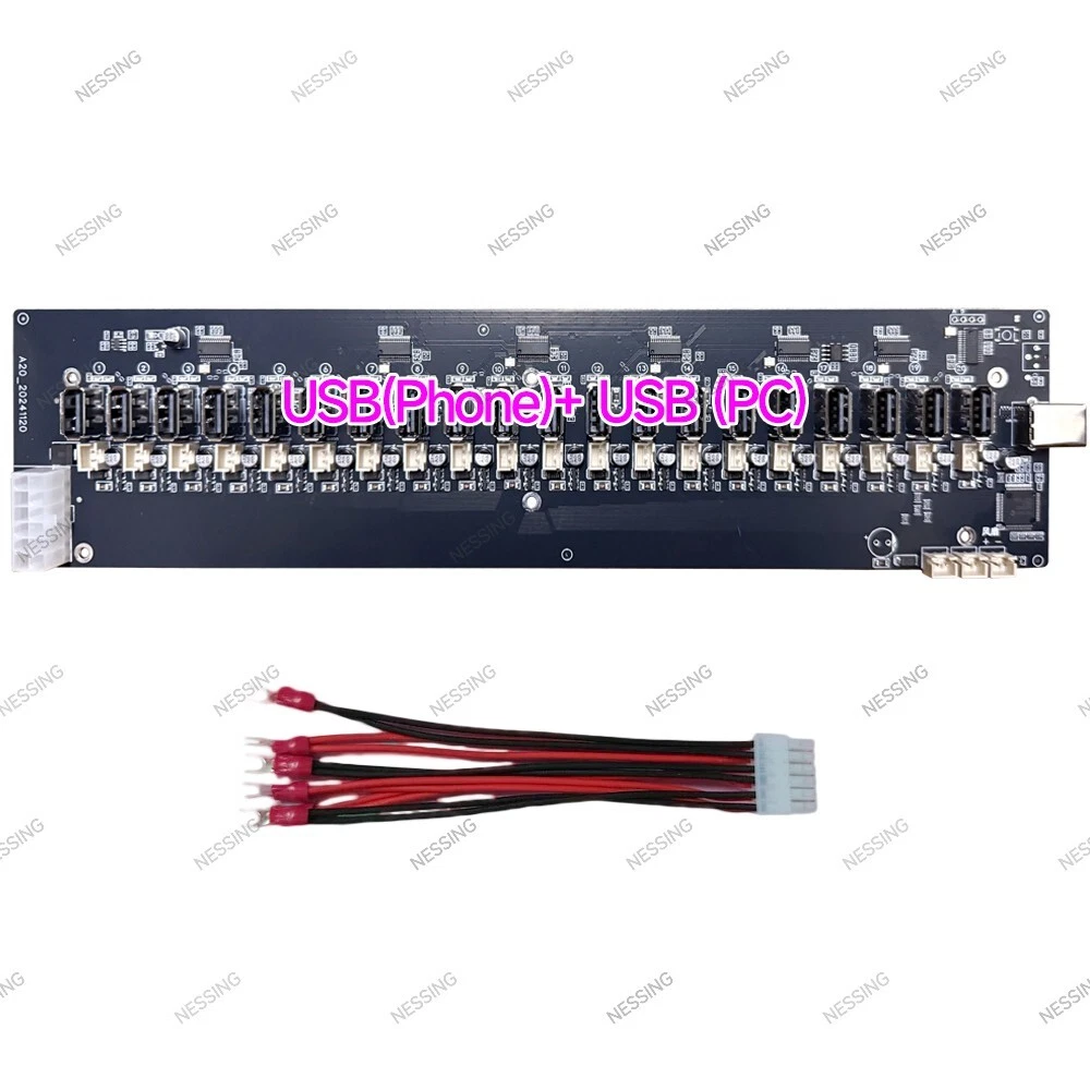 20-Port USB Charging Hub with Screen Projection for Phones & PCs