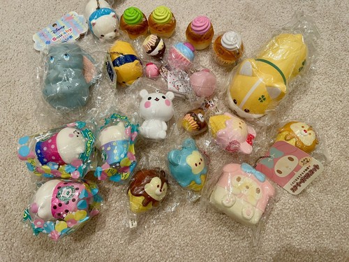 22x Squishies Stress Ball Toys Sanrio Disney Cupcake Bubble Tea Cups Dumbo New