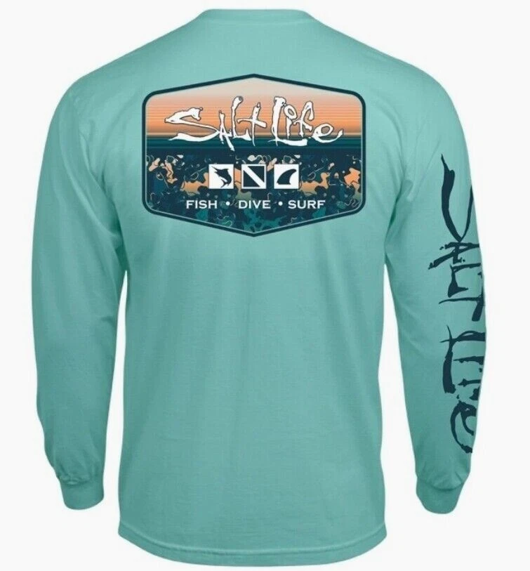 Mens Salt Life Liquid Depth Badge Pocket Long Sleeve T-Shirt - XL & Large - NWT
Opens in a new windo
