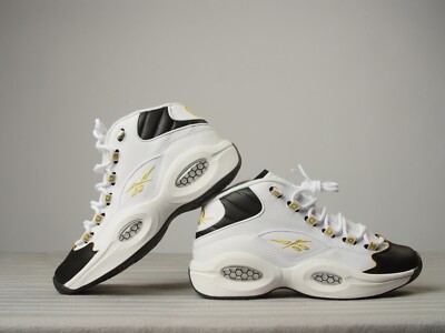 Reebok Question Mid (white/black/gold metallic) Grade School Boys Shoes EG6274 | eBay