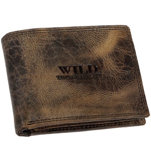 WILD Herren Geldbörse, Münzfach innen Leder, Portemonnaie Geldbeutel Brieftasche - Picture 3 of 12
