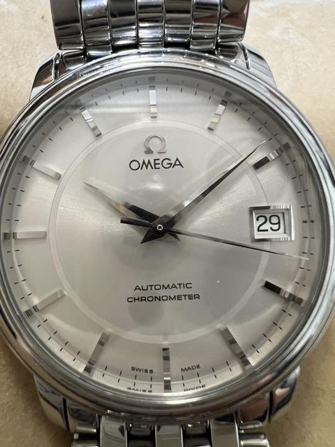 Omega De Ville Prestage Date Stainless Steel Silver Round Automatic Mens Watch Omega De Ville Prestage Date Stainless Steel Silver Round Automatic Mens Watch
