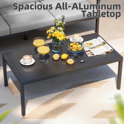 4 Pieces Aluminum Patio Furniture Set Outdoor Sectional Sofa Conversation Sets - Picture 24 of 43