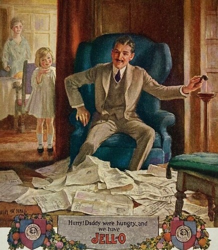 Jell-O Print Ad 1922 Angus MacDonald art Hurry! Daddy we're hungry and we have.. - Picture 1 of 4