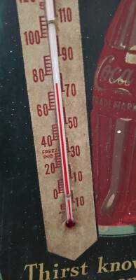Coca-Cola 温度計 アンティーク RARE 1940'S Coca Cola Masonite Thermometer AM 5-4 17