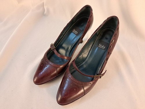 Biala Italy Woman Size 5M Dark Red Mary Janes Style Heels All Leather Vintage