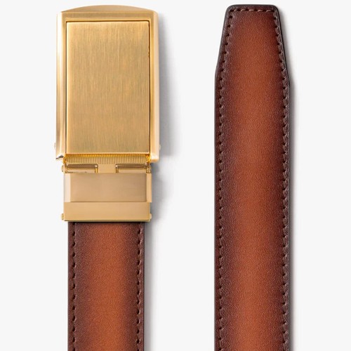 Slidebelts Factory Seconds Men's Cognac Full Grain Leather Ratchet Belt - Picture 8 of 10