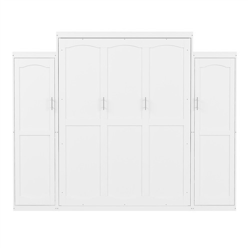 Queen Size Murphy Wall Bed with 2 Wardrobe &Storage Shelf for Guest-Room Bedroom - Picture 4 of 17