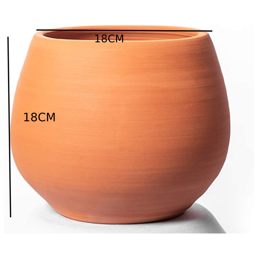 Artesanal macetero de Barro,modelo Cuenco 2, color terracota 18 x 18 cm...