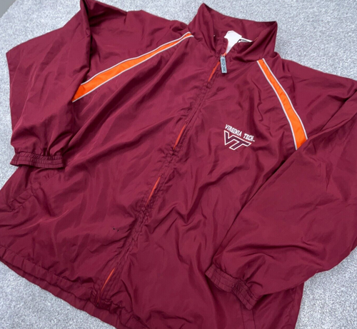 Chaqueta Virginia Teck Hokies Hombres XXL 2XL Rompevientos Abrigo de Lluvia Cremallera Completa Adulto * - Imagen 2 de 10