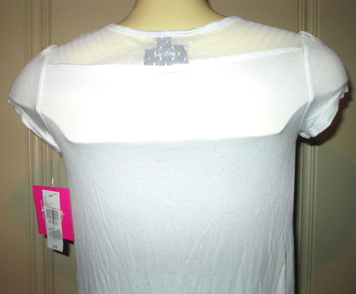 By & By girl's top-white with mesh top and ruffle-sz M (10-12)-NWT-ret. 39.-bird - Picture 6 of 9