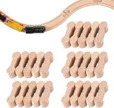 25 Pack Wooden Train Track Connectors Dog Bone Adapter Compatible All Sets