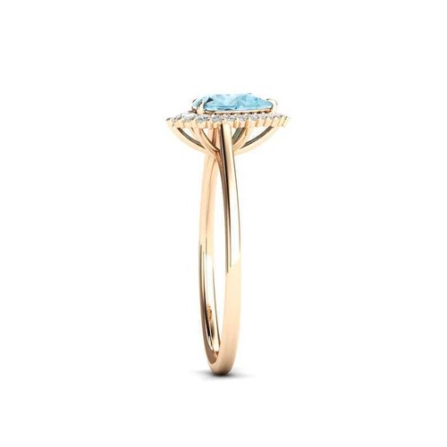 Natürlich Aquamarin Edelstein Halo Verlobungsring 925 Sterlingsilber Ring K591 - Bild 7 von 8