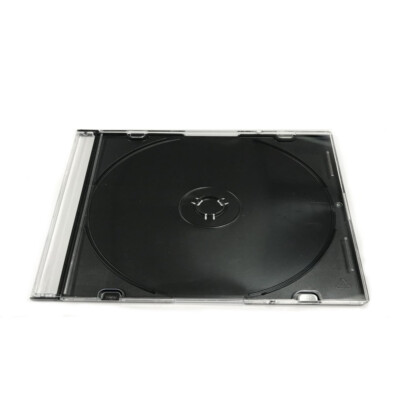 100 Pack Slim 5.2mm Jewel Case Black Single CD DVD Disc Storage w/Built-in Tray