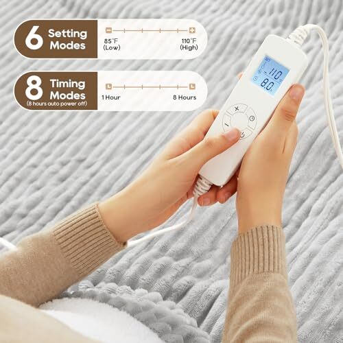 Electric Blanket Heated Throw, Heated Blanket Soft Flannel Heating 84*90 Grey - Picture 4 of 7