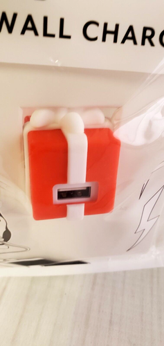 Cargador de pared USB paquete rojo presente con arco - compatible con cualquier cable USB-A - Imagen 2 de 5