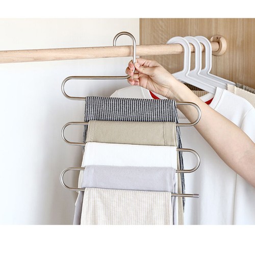 US 2 Pcs Trouser Pants Hanger Non-Slip S-Shape 5-Layer Rack Closet Space Saver - Picture 18 of 24