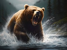 Nature Bear Grizzly Picture Canvas Art-Home Decor Wall Art Poster Print Painting