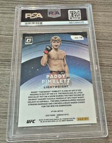 2022 Panini Donruss Optic UFC White Sparkle Stargazing #18 PADDY PIMBLETT PSA 10 - Picture 2 of 2