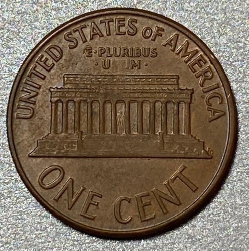 1961-D Lincoln memorial cent error reverse, filled die/strike through UNUM. 469 - Picture 2 of 3