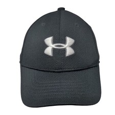 Under Armour Youth Fitted Hat Black Size S/M Lightweight Vented Holes 6 Panel