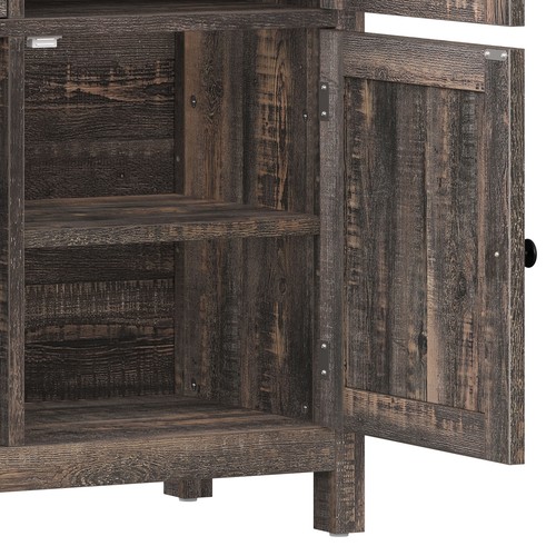 Farmhouse Kitchen Cabinet 33" Tall Pantry Sideboard Storage w/Drawer & Barn Door - Picture 10 of 11