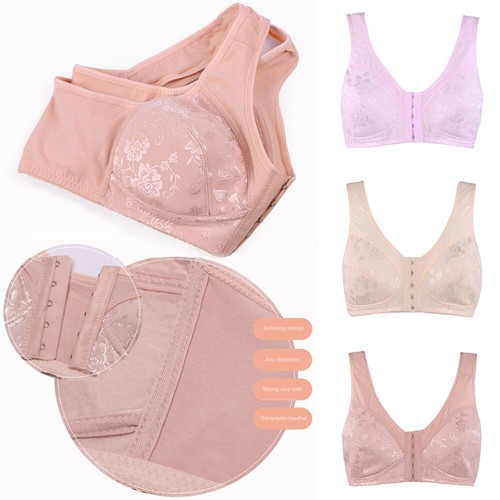 Women's Front Closure Bras Full Coverage Lace Plus Size Wirefree Bra Sports Vest - Picture 6 of 15