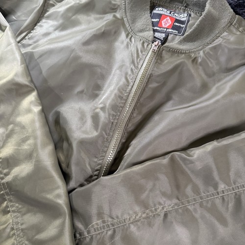 Swiss Cross Olive Bomber Jacket XL Polyester Utility Streetwear Militarycore