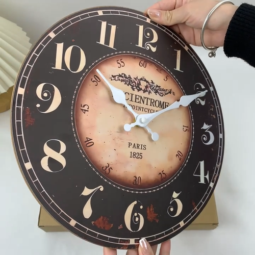 16 inch large black Paris 1825 wall clock decorative,wooden silent wall clock - Video 1 of 1