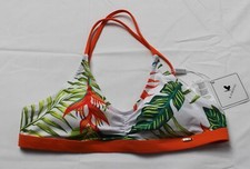 Kamoni Women's Padded Floral Print Bikini Top LV5 White/Multi Small NWT