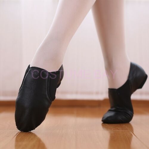 AU STOCK Soft Genuine Leather Canvas Ballet Jazz Dance Shoes Split Sole Ballroom - Picture 2 of 26