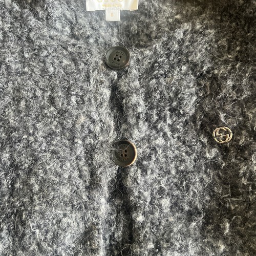 Gucci Girl Boucle Cardigan Grey Mohair Blend Logo Size 8yo - Picture 6 of 6