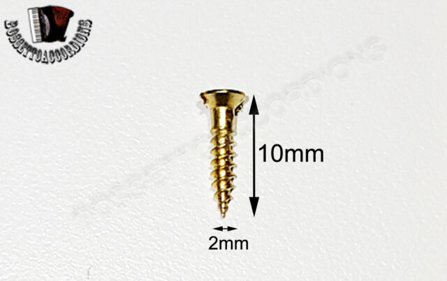 SET OF 10 Brass Accordion Screws Flat Slotted Size 2 x 10 mm Parts SET OF 10 Brass Accordion Screws Flat Slotted Size 2 x 10 mm Parts