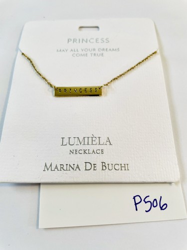 MARINA DE BUCHI Lumiela name Necklace “Princess ” Gold Tone 16” Chain NEW! P506 - Picture 6 of 6