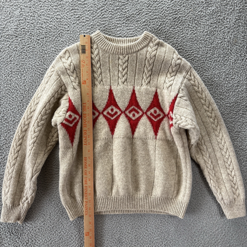 United Colors of Benetton Pullover Damen XL ? Shetlandwolle mit geometrischem Zopfmuster - Bild 2 von 9