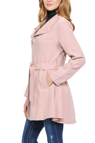 Auline Collection Damen Anorak Jacke pfirsichhaut asymmetrischer Gürtel leicht - Bild 92 von 110