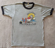 Vintage Alcatraz Beach Club Lifetime Member Ringer T-Shirt Size L Screen Stars