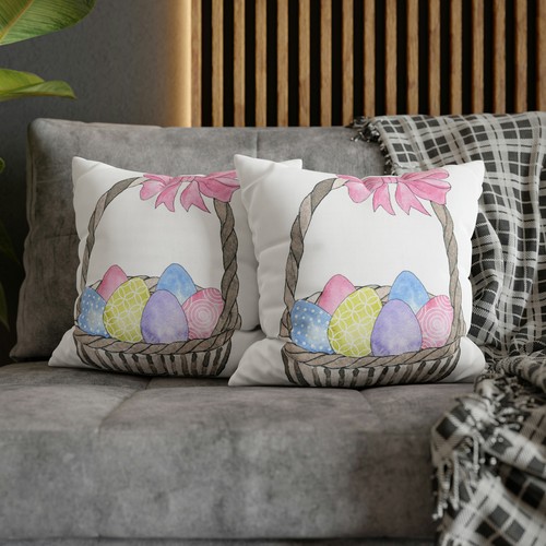FUNDA ALMOHADA FUNDA COJÍN|HUEVOS DE PASCUA EN CESTA - Imagen 7 de 7