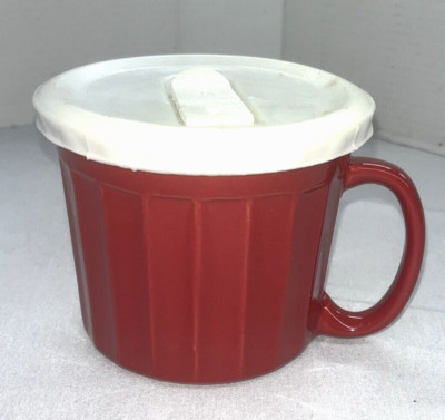 Last One Sample Century Red/White Soup Mug W/Lid size 20 OZ