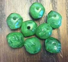 Vintage German Green Tonal Givre Wavy Textured Nugget Lucite Bead Lot