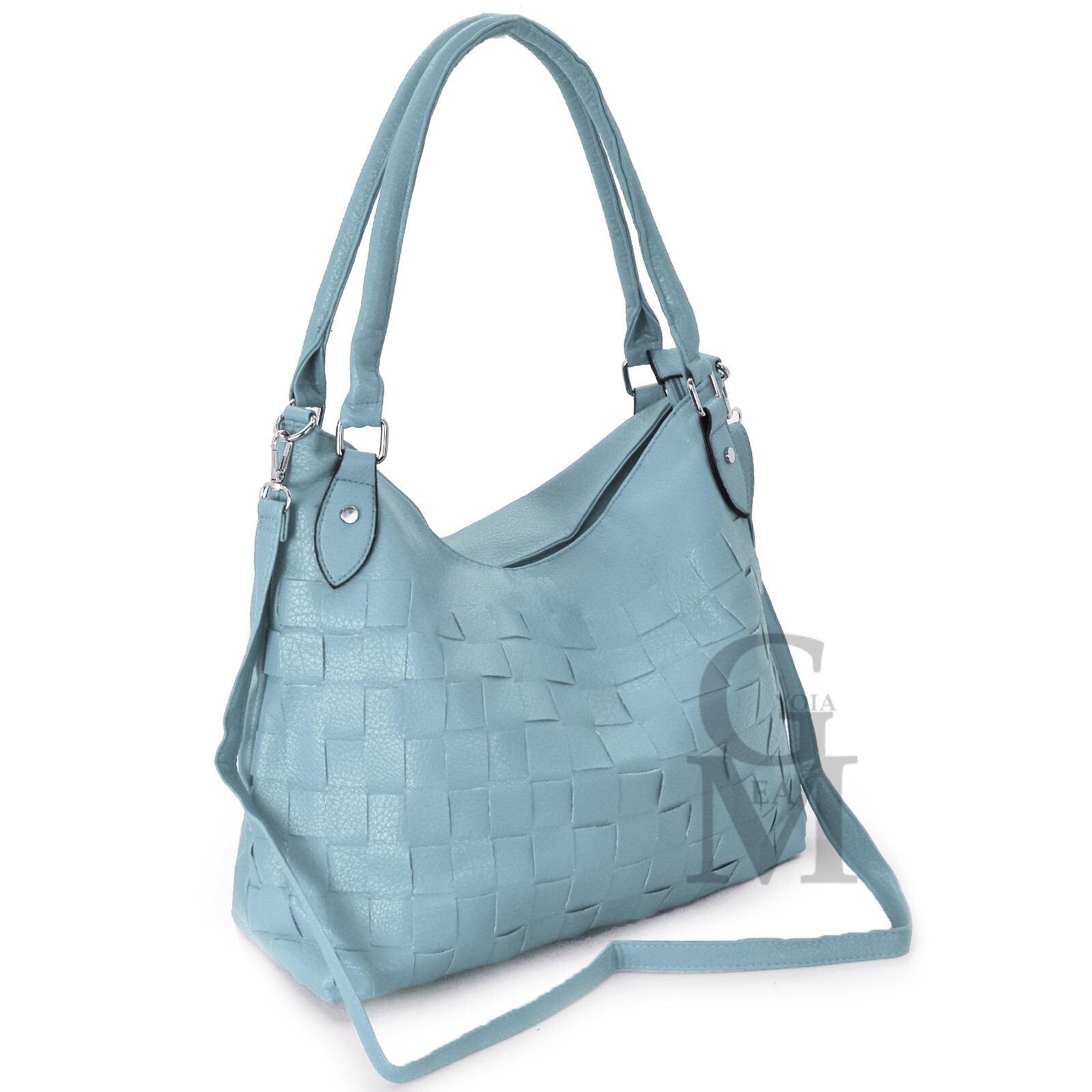 Borsa donna nuova pelle intrecciata shopping capiente grande morbida tracolla - Foto 18 di 19