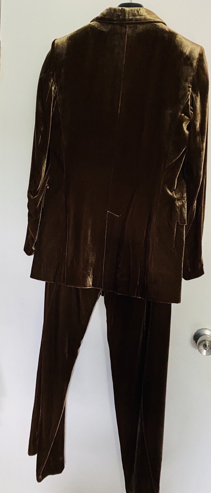 Silk Velvet Suit Jacket Trousers NEW RRP£225 Massimo Dutti Gold Copper Brown image 6